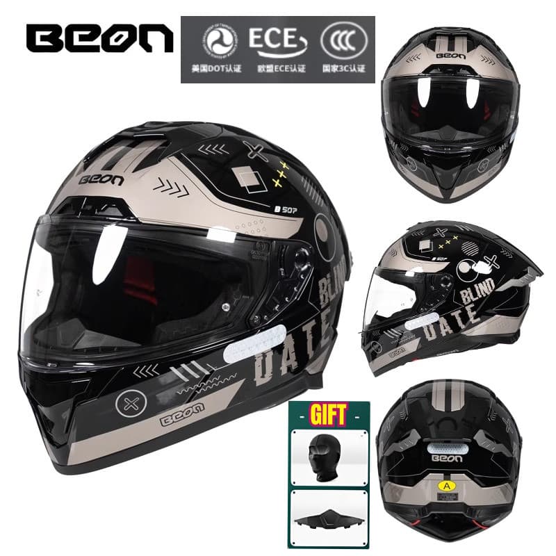 BEON Motocicleta Full Face Street Bike Moto Capacetes Leve Capacete De Corrida DOT ECE Aprovado Casque