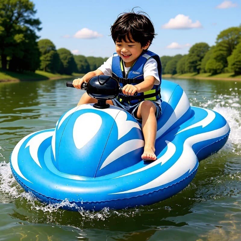 Crianças barco inflável de água elétrica motocicleta barco flutuante brinquedo montagem jogando água adulto caiaque barc