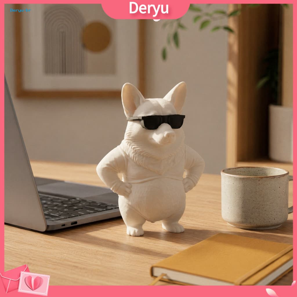 Minimalist Dog Sculpture Sunglasses Ornament 3d Printed Figurine Cute Cartoon Modern Desk Decor Perfect Gift for Lovers