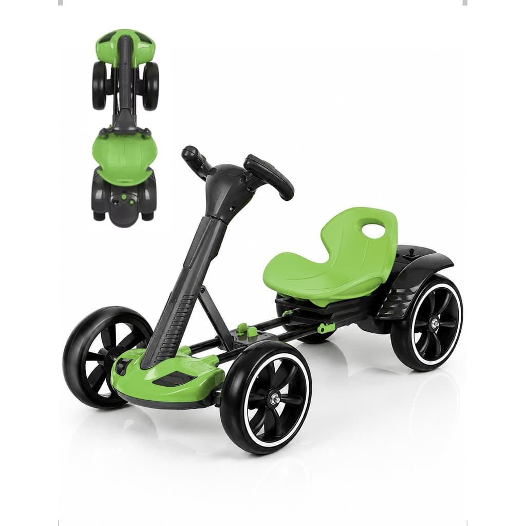 Carro Elétrico Infantil Kart 6V Bateria Recarregável Verde LED Som Passeio Até 30kg
