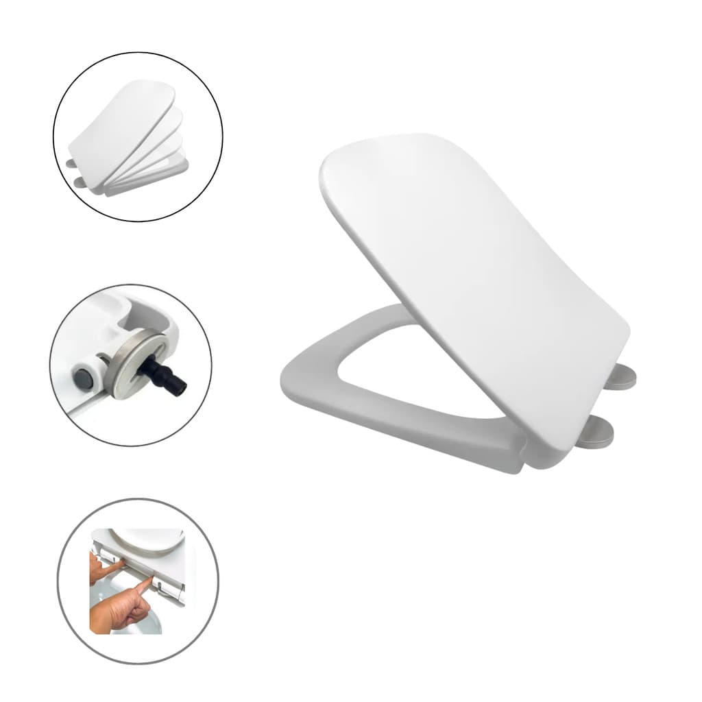 ASSENTO SANITÁRIO PP SLIM QUADRA/DEBBA/GAP/POLO/UNIC BRANCO SOFT CLOSE QR