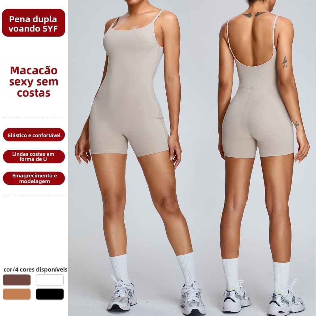 Europeu americano novo estilo nu Yoga macacão feminino de alta intensidade dança macacão roupas de Fitness apertado espo