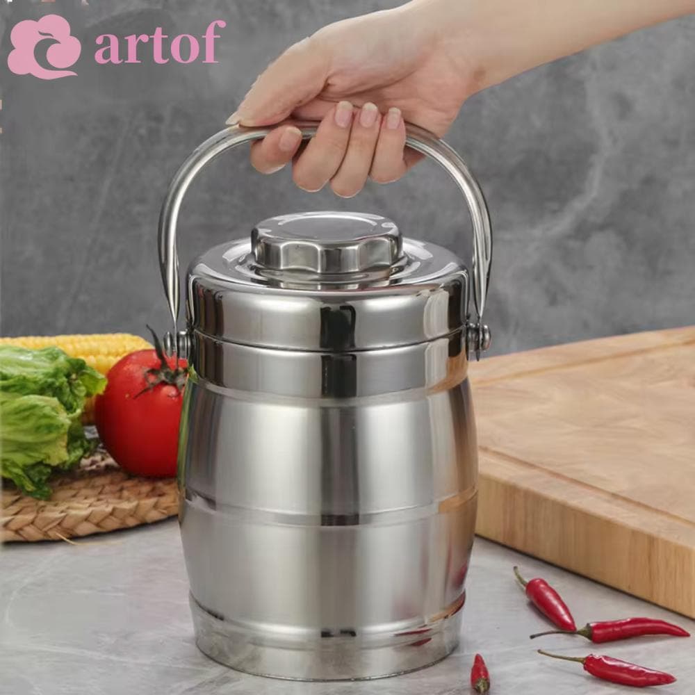 Frasco Térmico Para Alimentos ARTOF , Lancheira Térmica Com Alça Dobrável À Prova De Vazamentos , Pote Isolado Selado Du