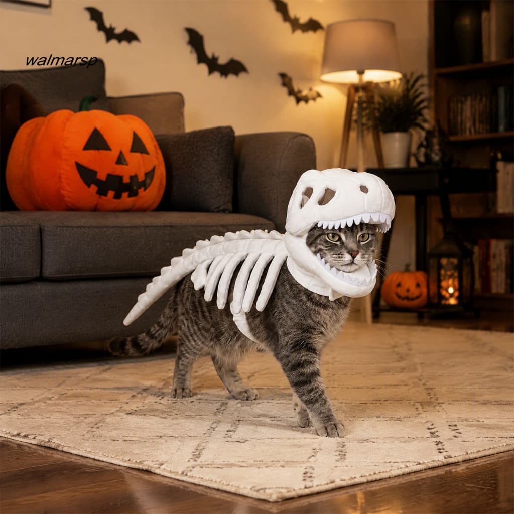 [WMP] Roupas Ajustáveis Para Animais De Estimação O Halloween , Design Realista De Cauda E Costas De Dinossauro , Roupa