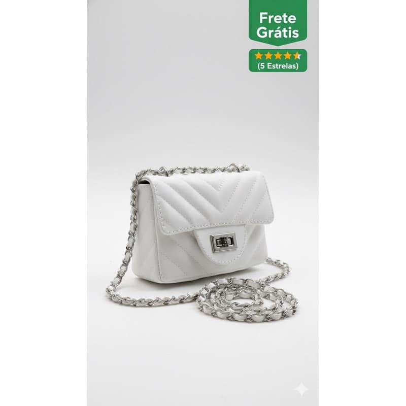 Bolsa Feminina Bag Luxo Transversal Corrente Dourada Matelassê Bordada Sintético Brilhante Mini Bag Festa/Dia a Dia