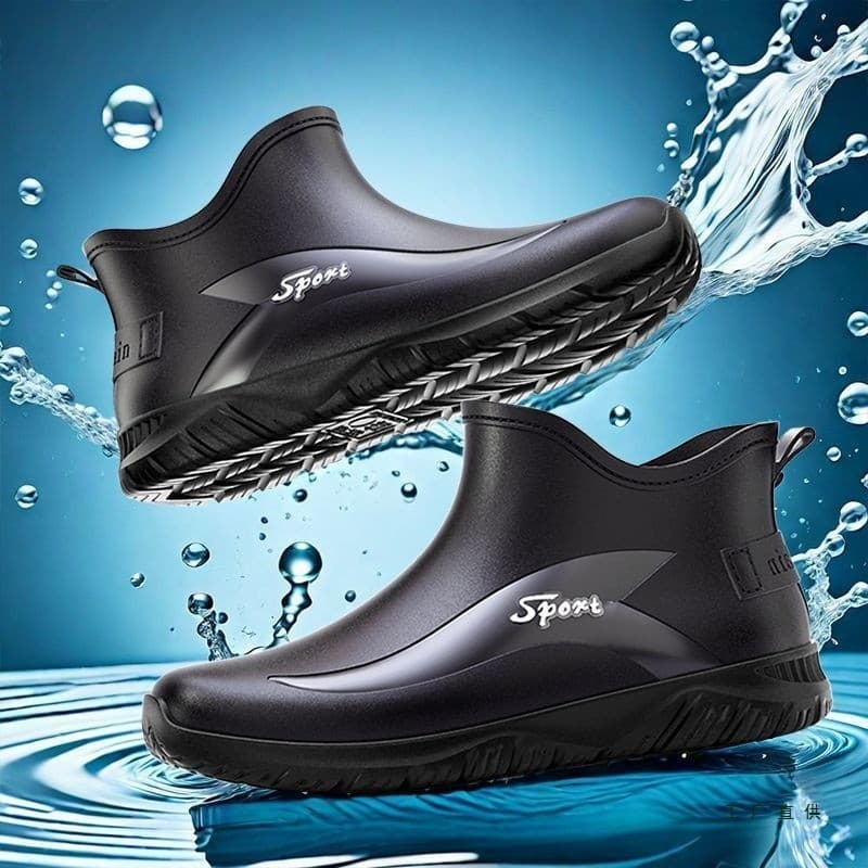 Moda pesca trabalho botas de chuva masculino tubo curto impermeável botas de chuva casuais ao ar livre cozinha sapatos d
