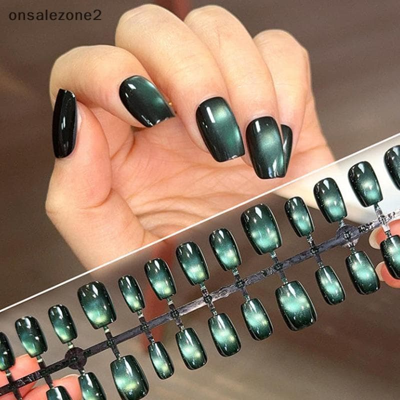 ONS Prensa Curta Em Unhas , 30 Peças , Pontas De Olho De Gato De Amêndoa , Reutilizáveis E Duráveis , Conjunto De Glamor