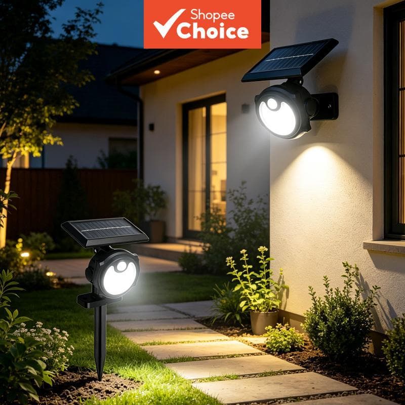 Lâmpada Solar de Cabeça Única COB, IP65 à Prova d'Água, Sensor de Movimento Inteligente PIR, Iluminação Decorativa para