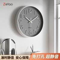 Zetao quarto mudo relógio de parede moda moderna simples sala estar doméstico relógio de quartzo montado na parede