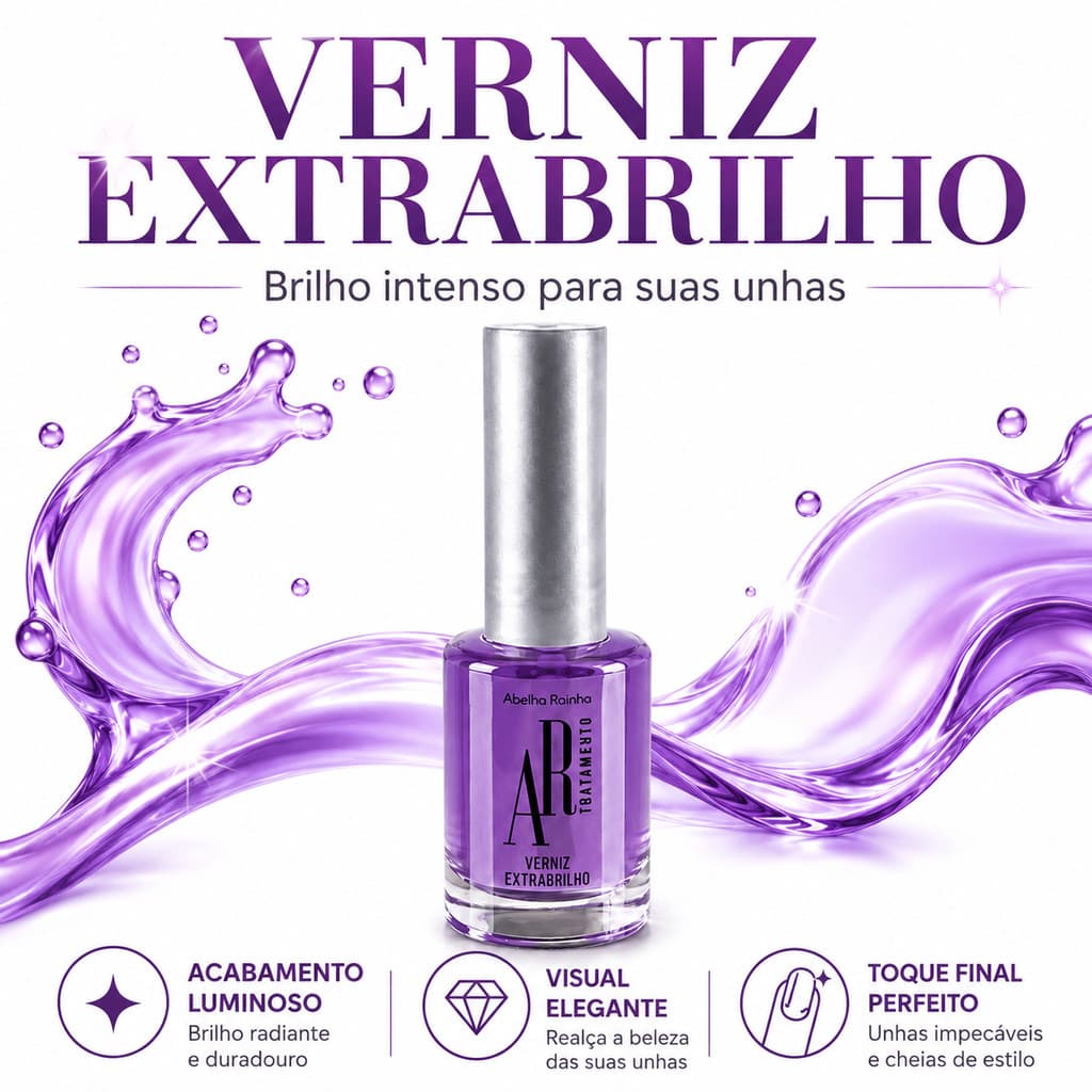 Verniz Extrabrilho Manicure Para Esmalte Brilhante Proteção E Acabamento De Salão