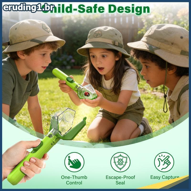 erudi Kids Bug Catcher E Caixa Visualizadora De Insetos Com Lupa 2X Brinquedo Educacional Ao Ar Livre Para Exploração Da
