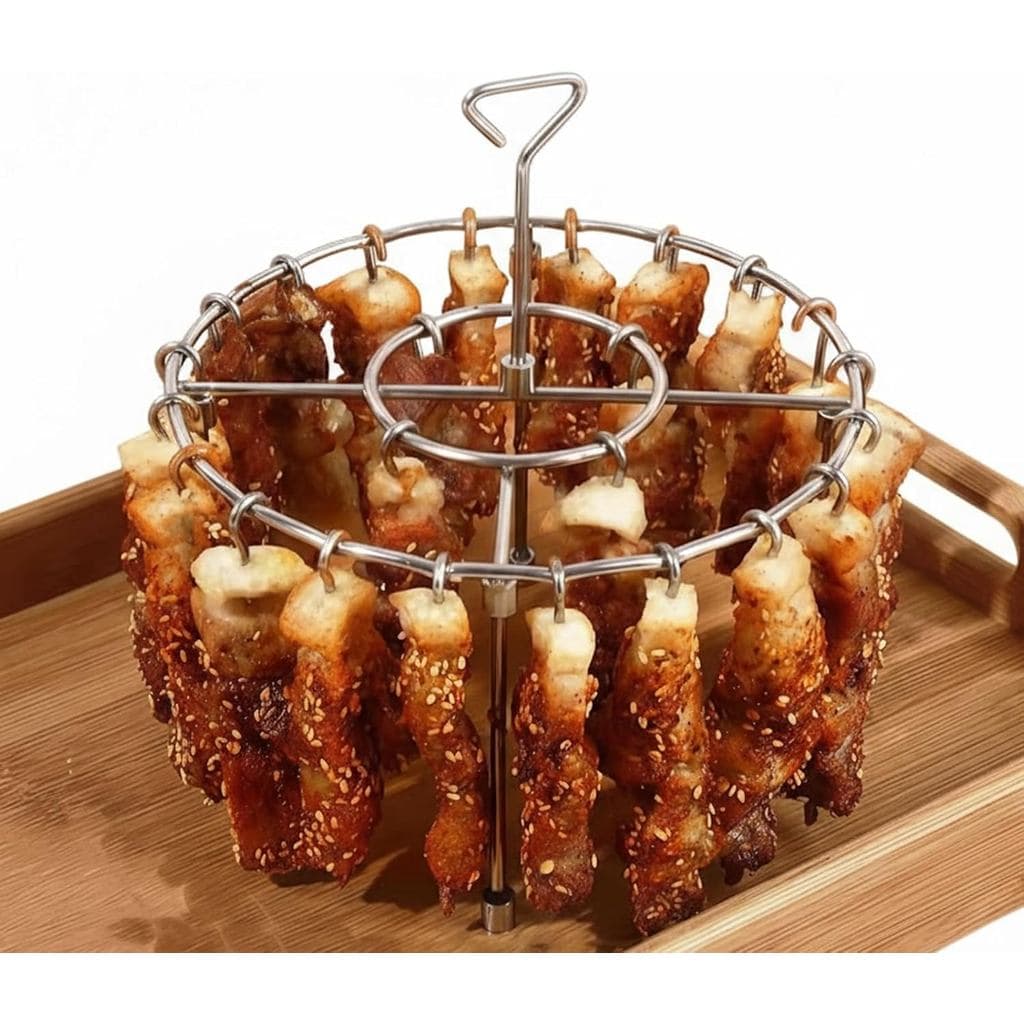 Suporte para Espetos para Air Fryer, Design Redondo Suspenso, Aquecimento Uniforme, Universal para Air Fryer/Forno/Defum