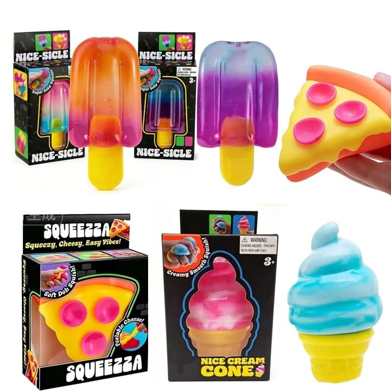 Schylling Needoh Nice Cube Picolé Sorvete Pizza Sensorial-Sicle Macio Espremível Brinquedo Anti-Stress Para Alívio Do Es
