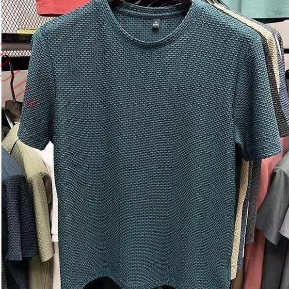 Camiseta De Malha De Seda Gelada Respirável De Manga Curta Masculina Esticada E Confortável Quick Dry premium