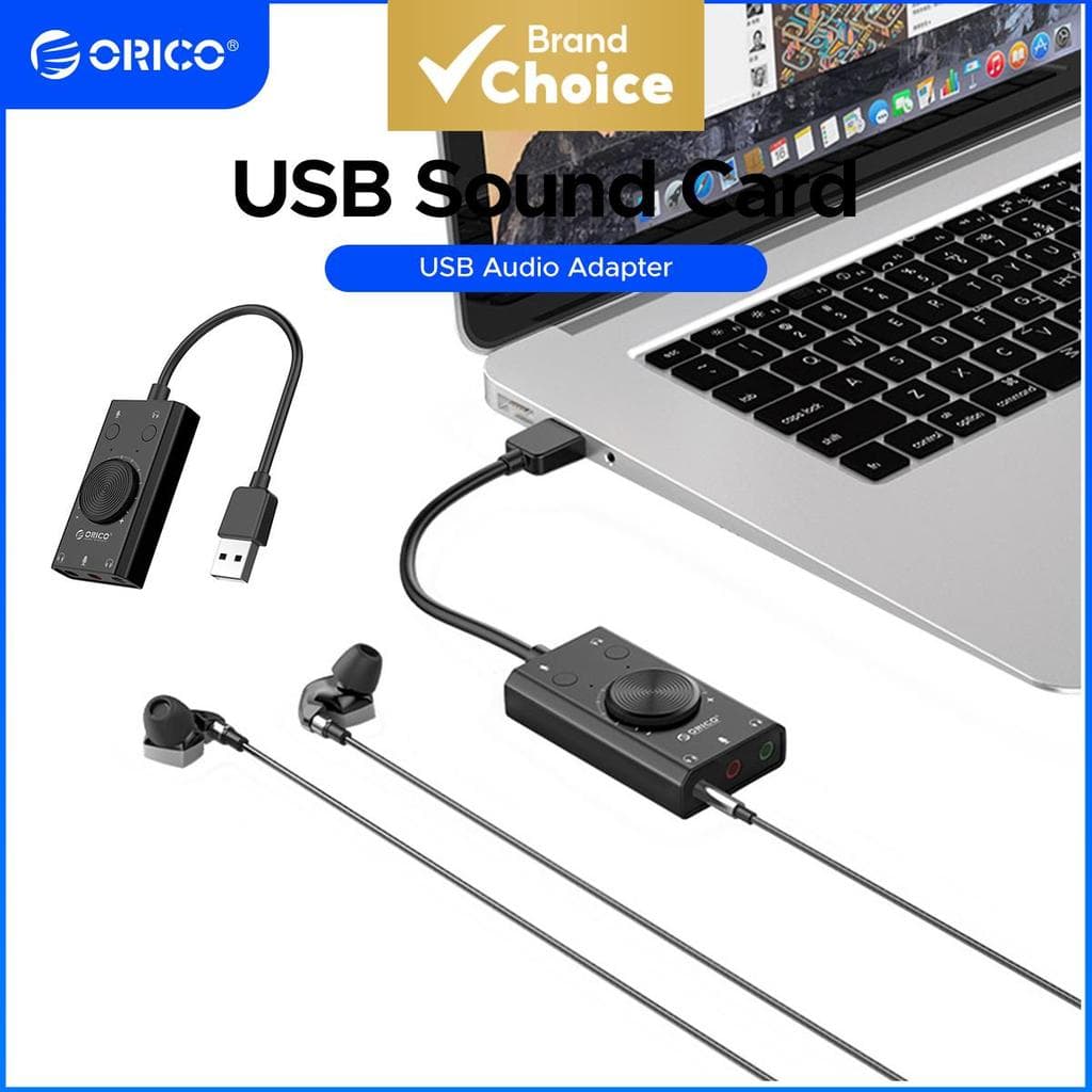 Adaptador de Áudio USB ORICO, Placa de Som USB para PC/Computador/Laptops/PS5/PS4 | Adaptador USB para 3,5mm, Plug and