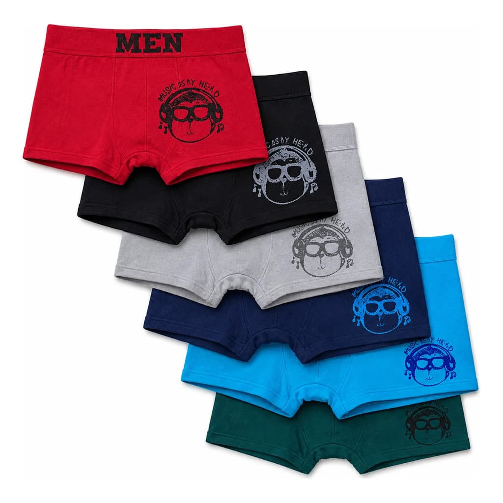 Kit Cuecas Boxer Infantil Menino Estampadas Confortáveis 0 a 16 Anos Cores Sortidas