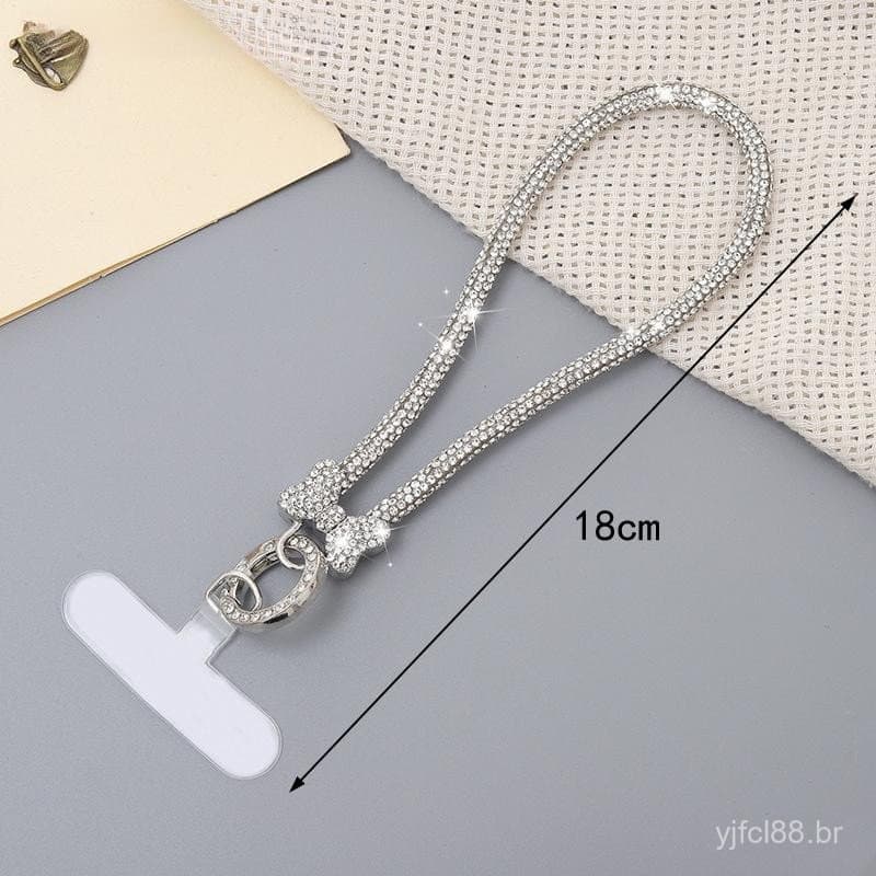 Cordão para celular com strass, disponível em vários comprimentos, 60 cm, alça transversal, pingente completo, alça de p