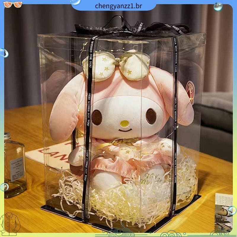 Boneca de pelúcia Sanrio Kuromi Melody genuína caixa de presente de 14o aniversário
