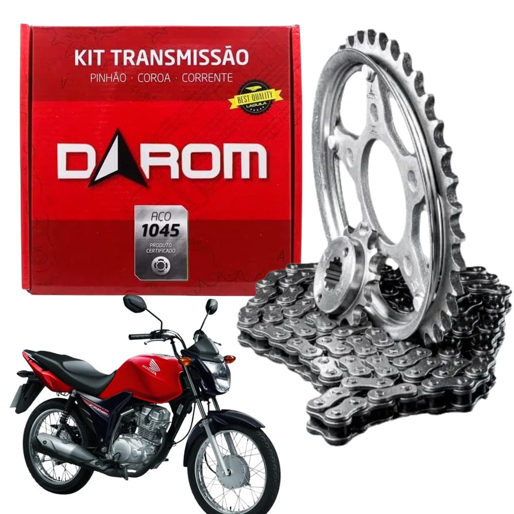 Kit Relação Transmissão Darom Cg 125 2009 a 2015 Aço 1045