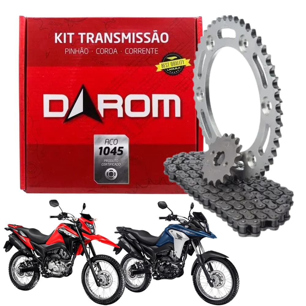 Kit Relação Transmissão Darom Bros 160 2015- / Xre 190 2016- Aço 1045
