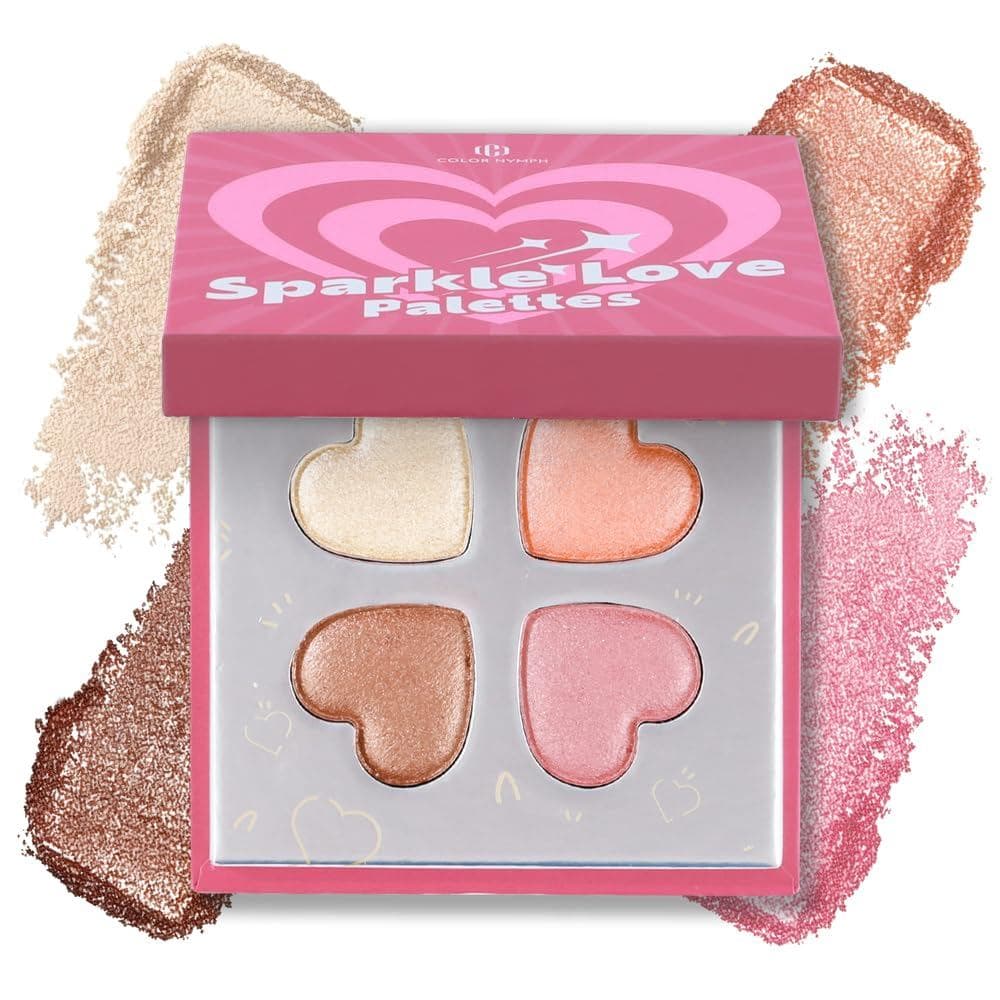Color Nymph SPARKLE LOVE Palettes - Face & Cheek Makeup Palette丨Blush, Bronzer & Highlighter Make Up for Teens Girls Twe