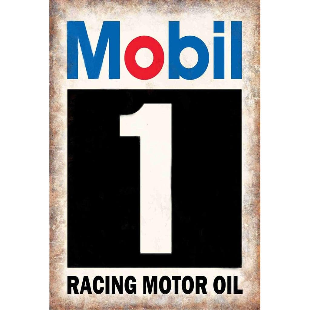 Placa de Metal Vintage Retro da Mobil 1 Racing Motor Oil da PEI para Decoração de Parede em Casa, Garagem, Bar ou Man Ca