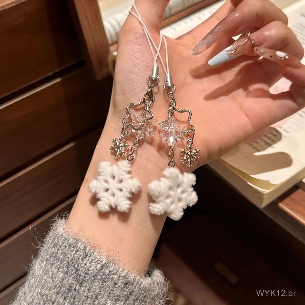 Pingente de garrafa de desejos com estrela de floco de neve, chaveiro/pingente de bolsa com floco de neve para encontros