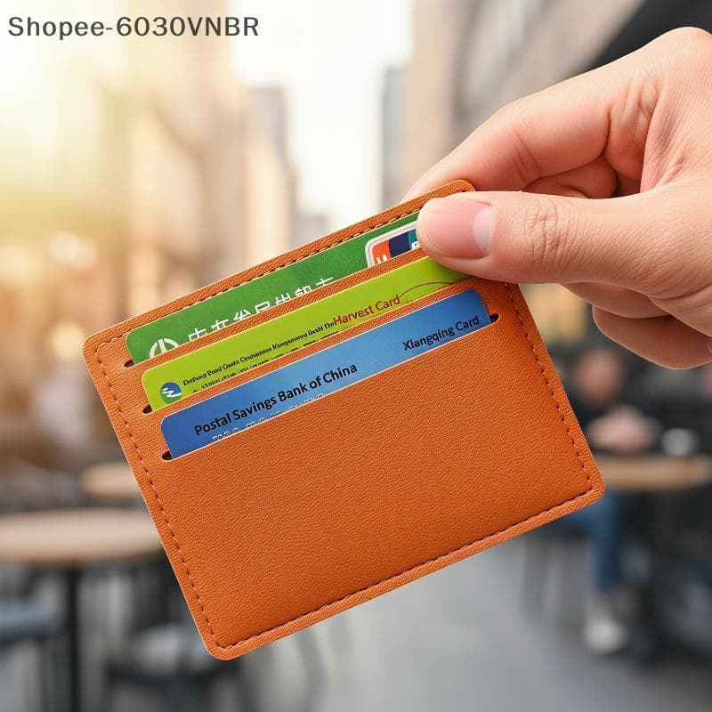 [QY] Porta-Cartões De Crédito De Couro Fino Com Nome De Monograma Personalizado Carteira Durável À Prova D'água Para Uso