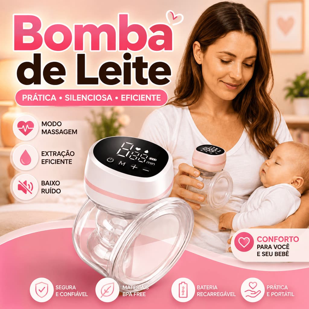 Bomba De Leite Elétrica Portátil Extratora De Leite Materno Sem Fio Modo Massagem Estimulação Livre De BPA Higiênica