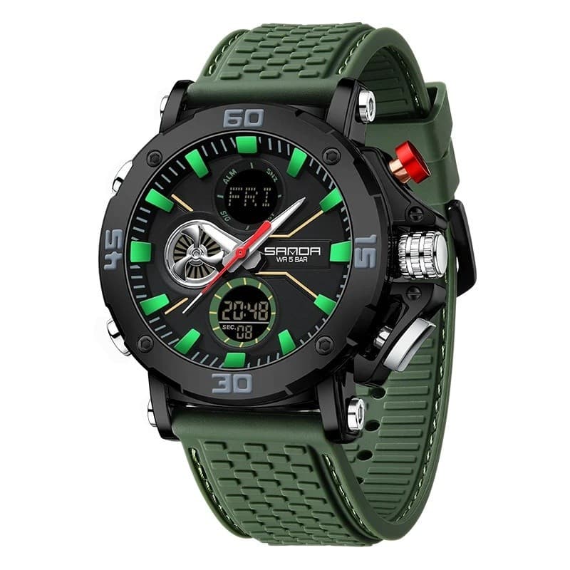SANDA 3350 Relógio Esportivo Masculino Quartzo Dual Display Digital Relógios Relogio