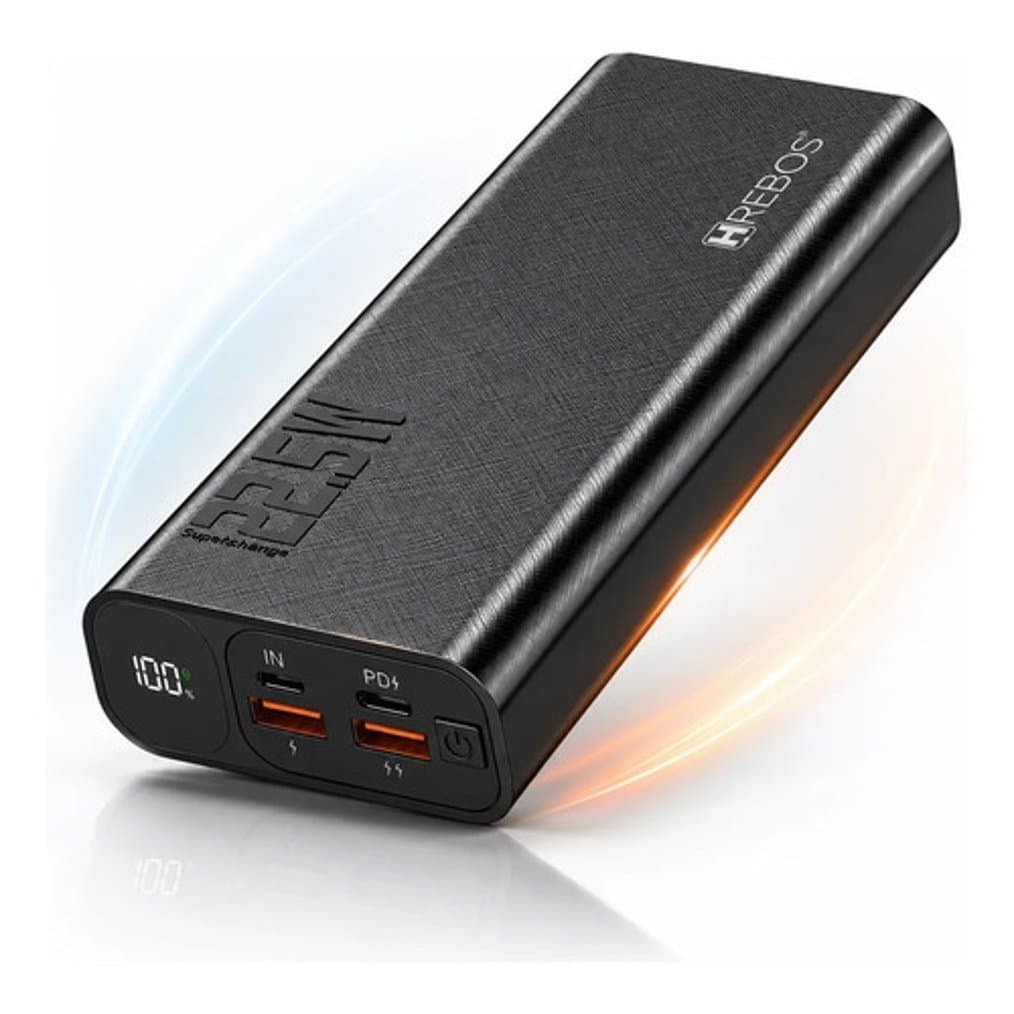 Power Bank 20000mah Carregador Portátil Usbc Display Digital Preto