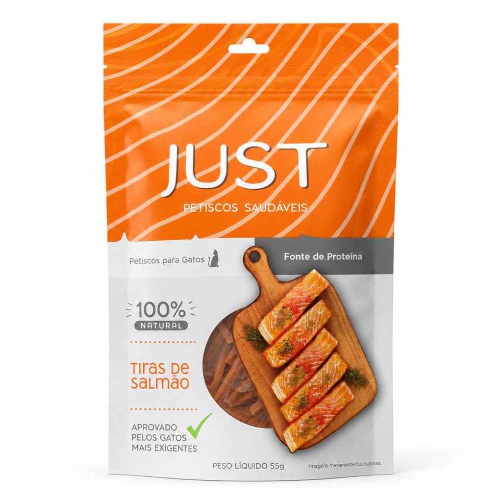 Petisco Natural Just Tiras de Salmão para Cães e Gatos 55g