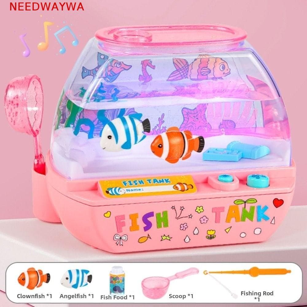 NEEDWAYWA Mini Simulação De Aquário , Adorável Com Música E Brinquedo Artificial Leve , Elétrico