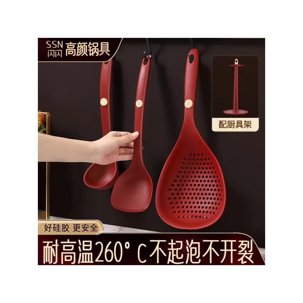 Espátula de silicone de qualidade alimentar Conjunto de colher de sopa Espátula de cozinha Espátula de silicone Coador C
