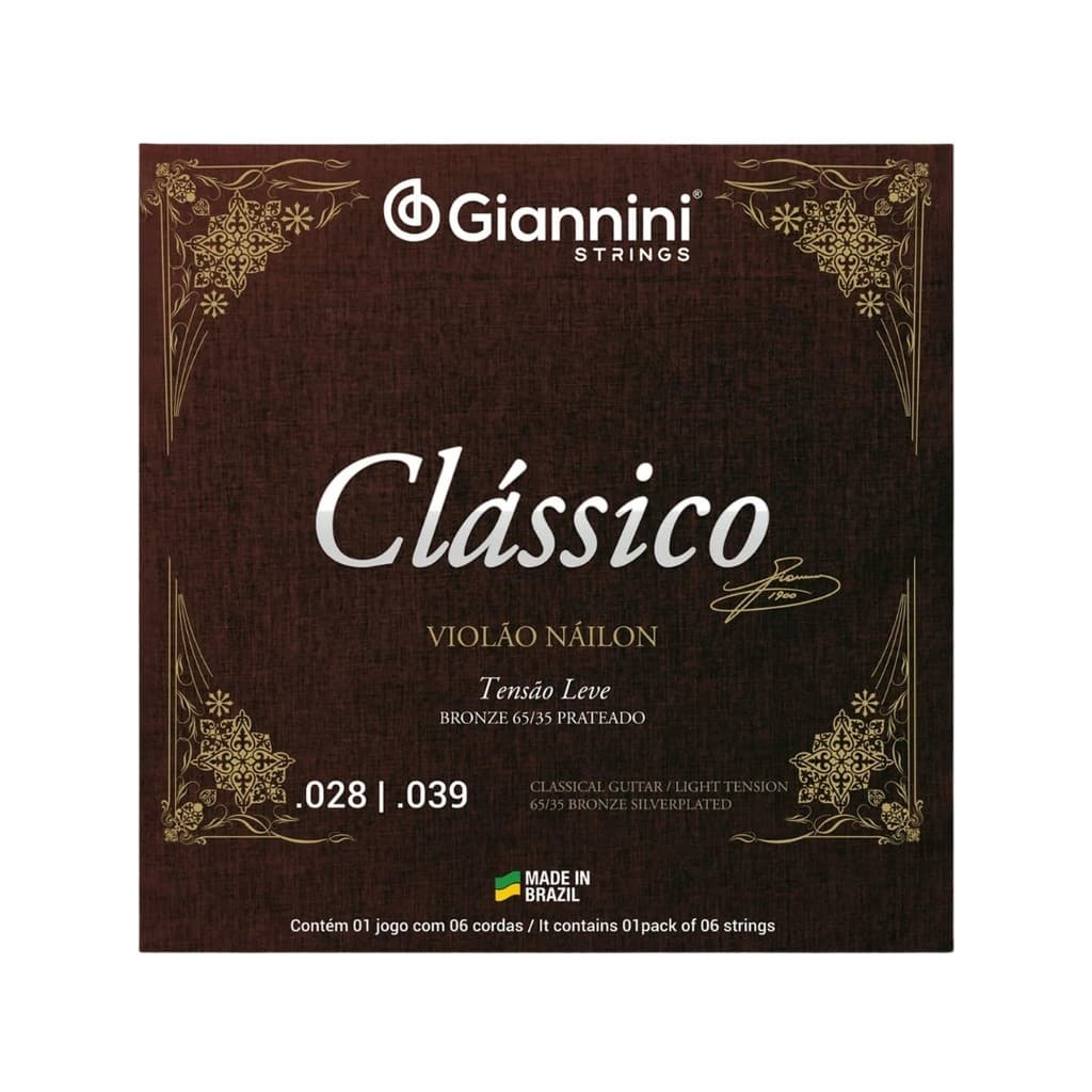 Encordoamento Giannini Clássico P/violão Nylon 65/35 Prateado Leve Genwpl