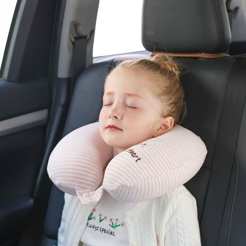 Almofada em forma de U de algodão puro, almofada de viagem para dormir em carros, aviões e trens, almofada em forma de U