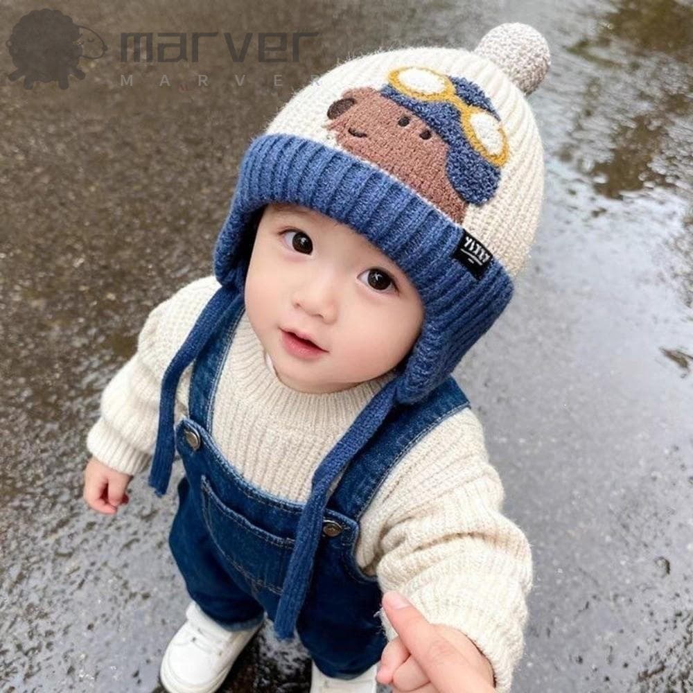 Chapéu Infantil De Inverno MARVER , Gorro De Malha À Prova De Vento Para Manter O Calor , Bonito De Proteção De Ouvido D