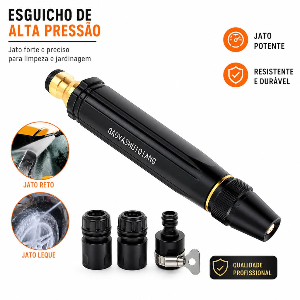 Esguicho Bocal Mangueira Regar Jardim Pistola Spray Água Alta Pressão Bico Limpeza Quintal Ferramenta Irrigação