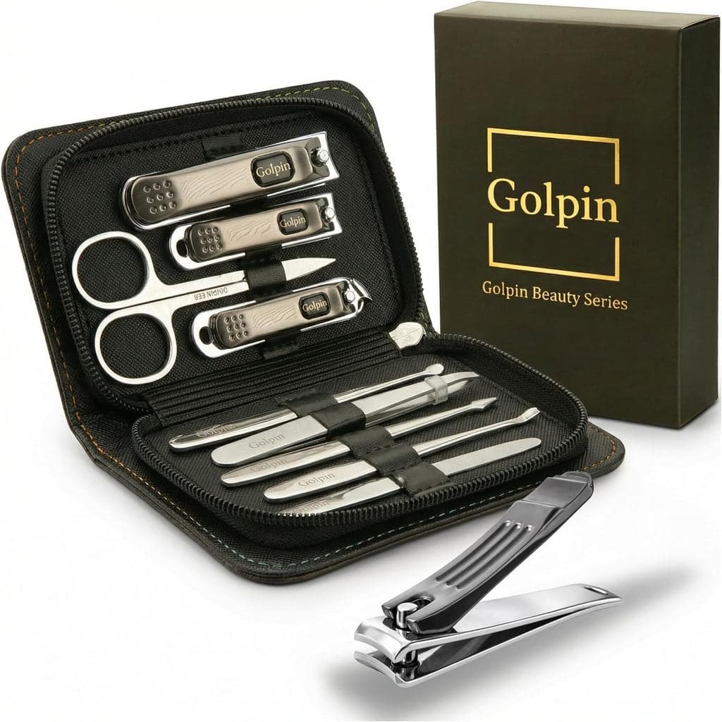 Conjunto de Manicure de 9 Peças para Homens e Mulheres – Kit de Manicure e Pedicure em Aço Inoxidável com Estojo de Viag