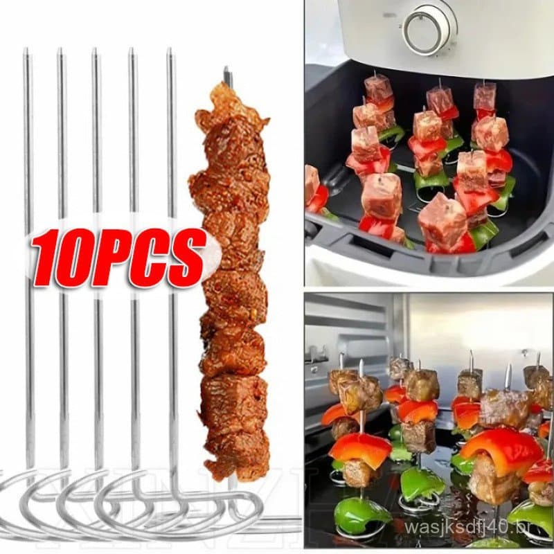 Espetos De Forno Para Fritadeira De Ar-Bastões De Grelhar Verticais-Grosso , Aço Inoxidável-Ferramentas De Piquenique Ac