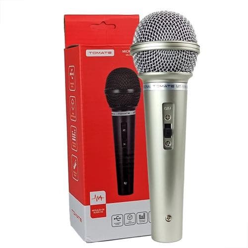 Microfone Profissional De Mão Dinâmico Karaokê Mt-1018 Tomate CABO 2M