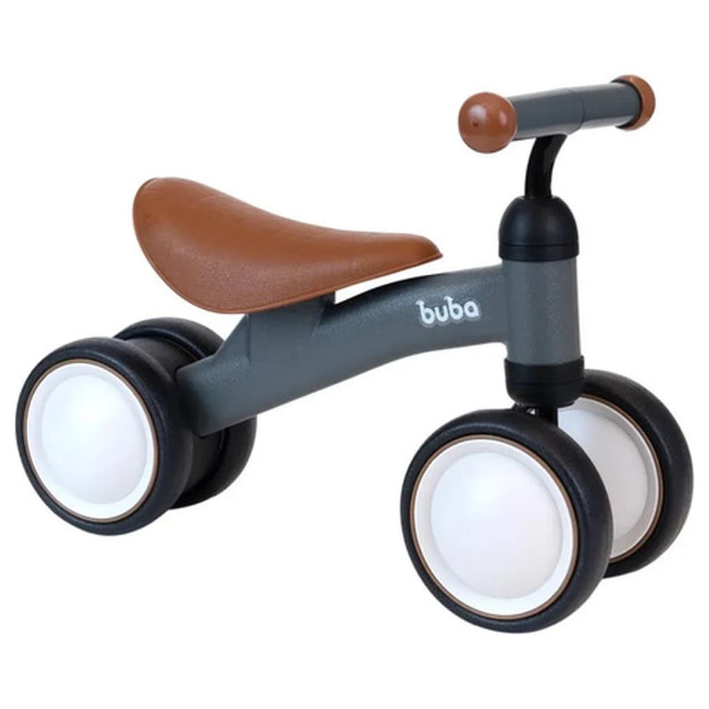 Bicicleta Equilíbrio 4 Rodas Buba Retro Sem Pedal Cinza EVA Criança 1 2 Anos 20kg