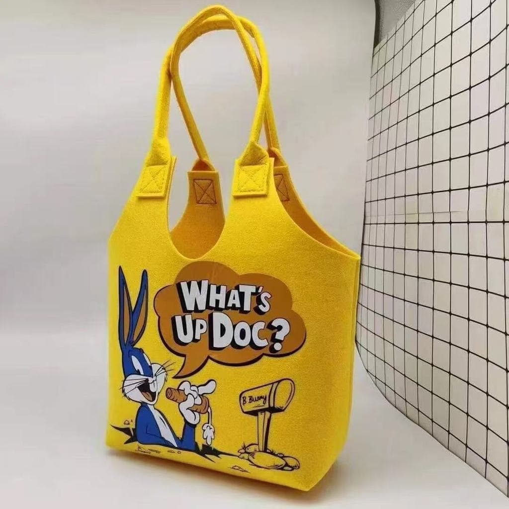 Nova bolsa de feltro, bolsa fofa de estudante com estampa de desenho animado, caixa de presente, bolsa de tecido de felt