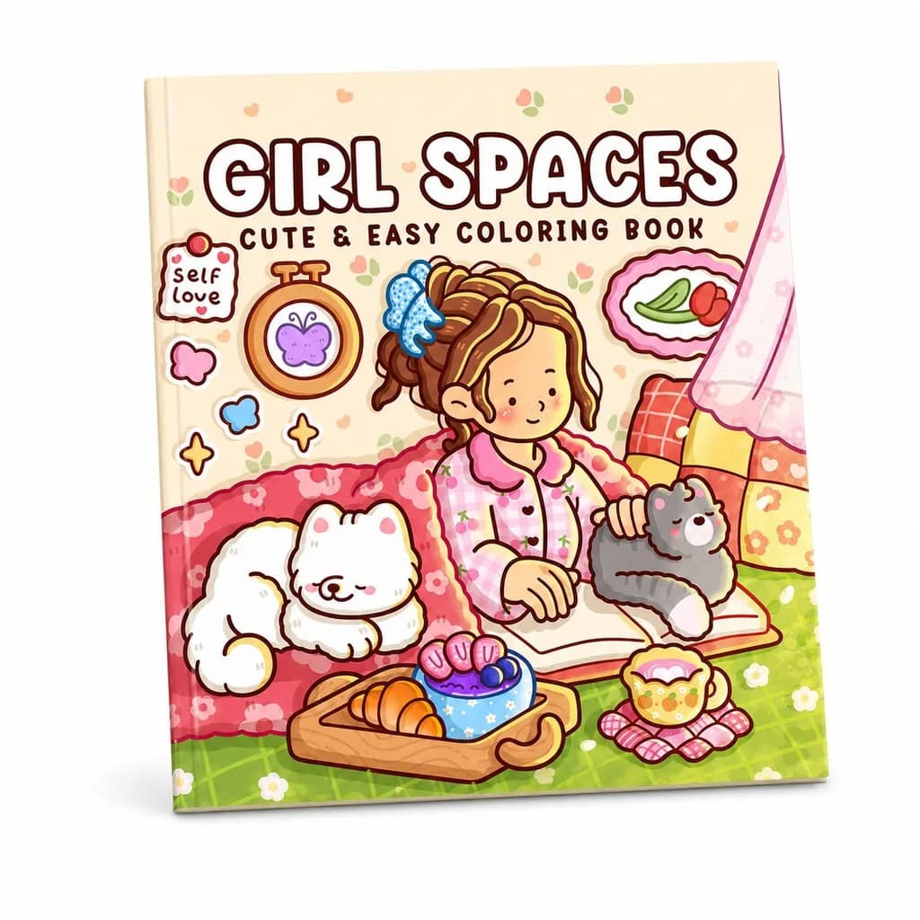 Livro De Colorir Fofo Easy Girl Spaces Vol 2-Bloco De Arte De Terapia Mental Anti-Ansiedade Para Adolescentes E Adultos