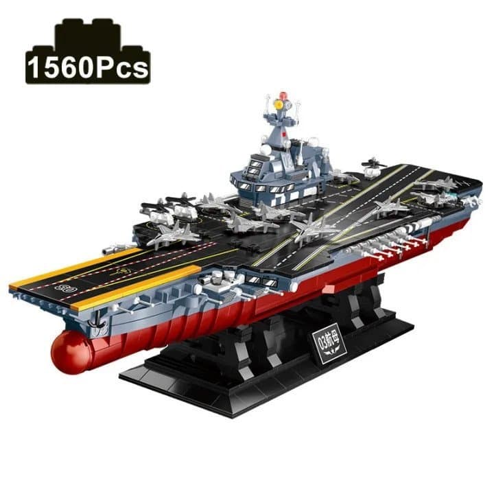 Blocos de Montar 3D de Navio Militar, Porta-Aviões da 2ª Guerra Mundial, Micro Blocos Divertidos, 1560 peças