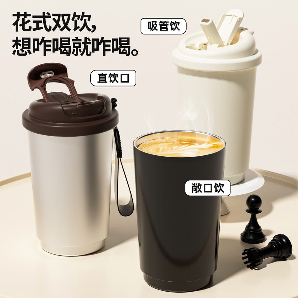 Copo térmico de aço inoxidável 316 de alto valor, masculino, feminino, uma tampa, copo de café duplo, portátil, copo de