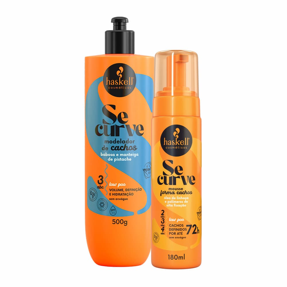 Kit Finalização Cachos Haskell Se Curve 3ABC – Modelador de Cachos 500g + Mousse Forma Cachos 180ml, Antifrizz até 72h