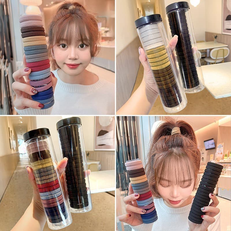 Nova faixa de borracha enlatada feminina gravata cabeça laço de cabelo durável alta elasticidade anel de toalha corda de
