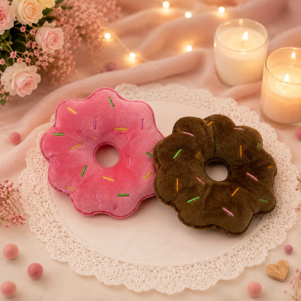 kit 12pcs Donut de Pelúcia 11cm marrom & rosa | Molli858