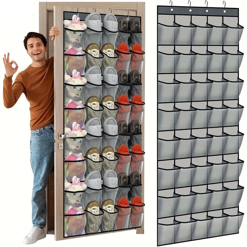 Organizador de Sapatos para Porta Pendurável 24 Bolsos Sapateira Vertical Grande Capacidade para Armário